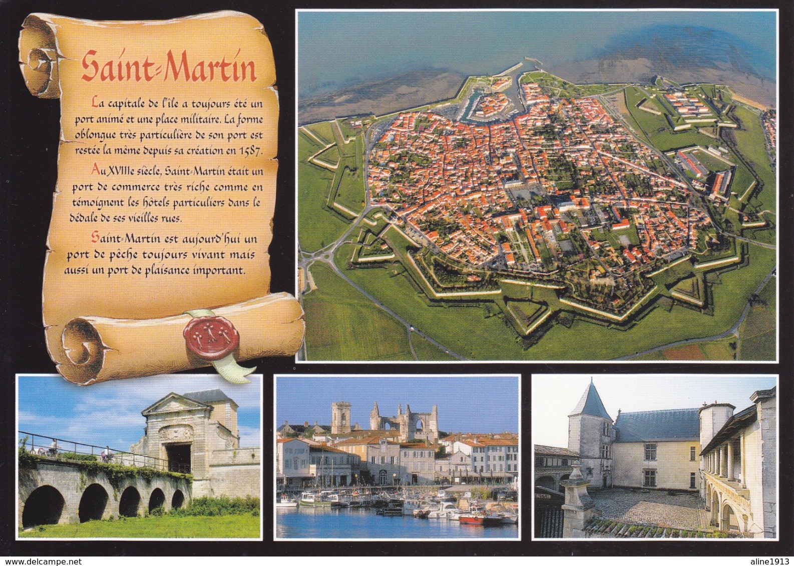 17 SAINT MARTIN DE RE - CAPITALE DE L'LE /  MULTIVUES / PETIT HISTORIQUE SUR PARCHEMIN - Saint-Martin-de-Ré