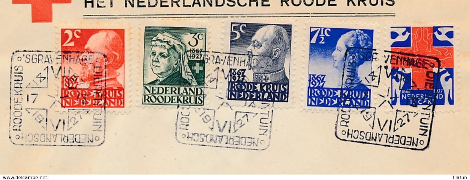 Nederland - 1927 - Red Cross - Rode Kruis Serie Met Dierentuinstempel (deels 1e Dag / FDC) Op Cover - Niet Gelopen - Brieven En Documenten