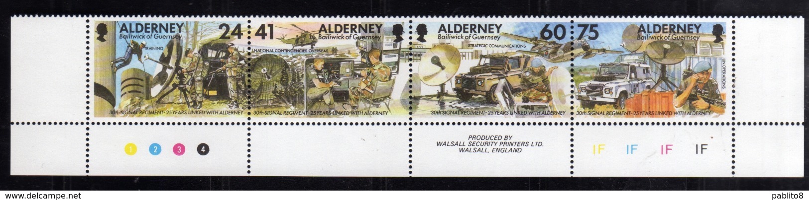 ALDERNEY 1996 SIGNAL REGIMENT REGGIMENTO STRIP STRISCIA MNH - Alderney