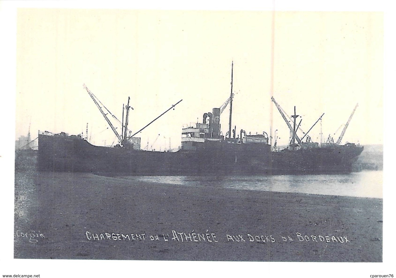 Photo Récente Bateau " Atnenee " Doks De Bordeaux Delmas "1918 Sunderland "War Visor " Détruit En 1935 - Andere & Zonder Classificatie