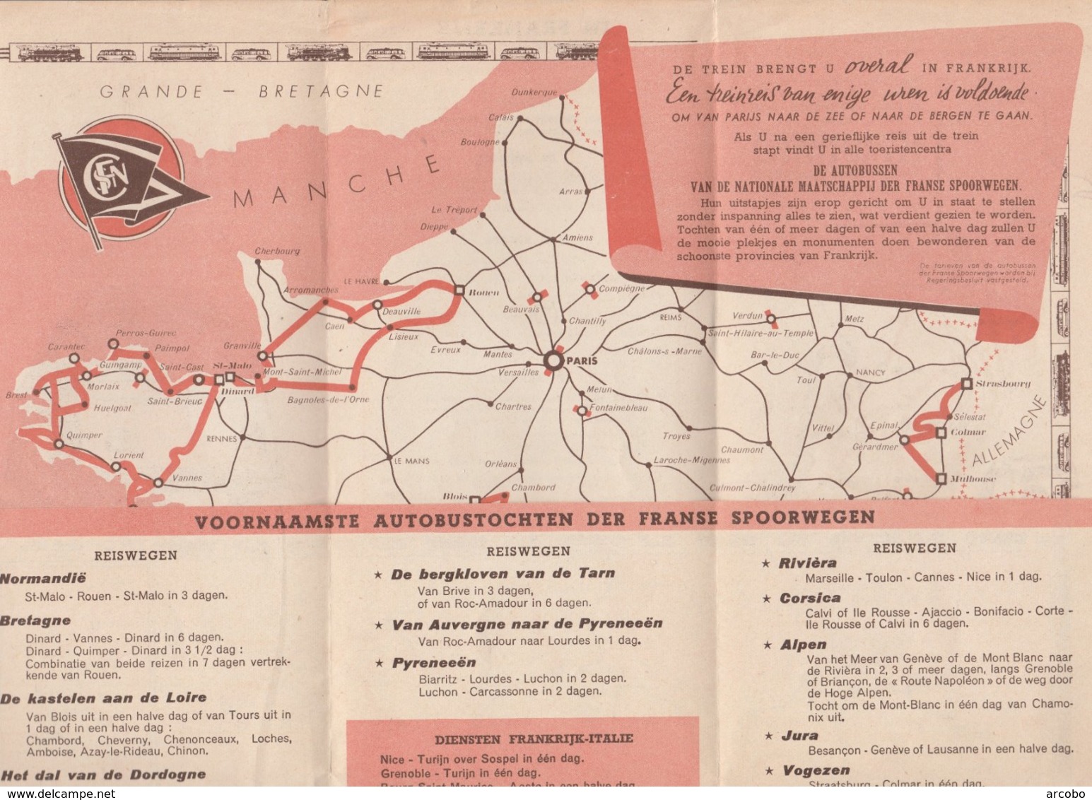SNCF Brochure ; Nederlands, Uitgave1950,Franse Spoorwegen - Railway