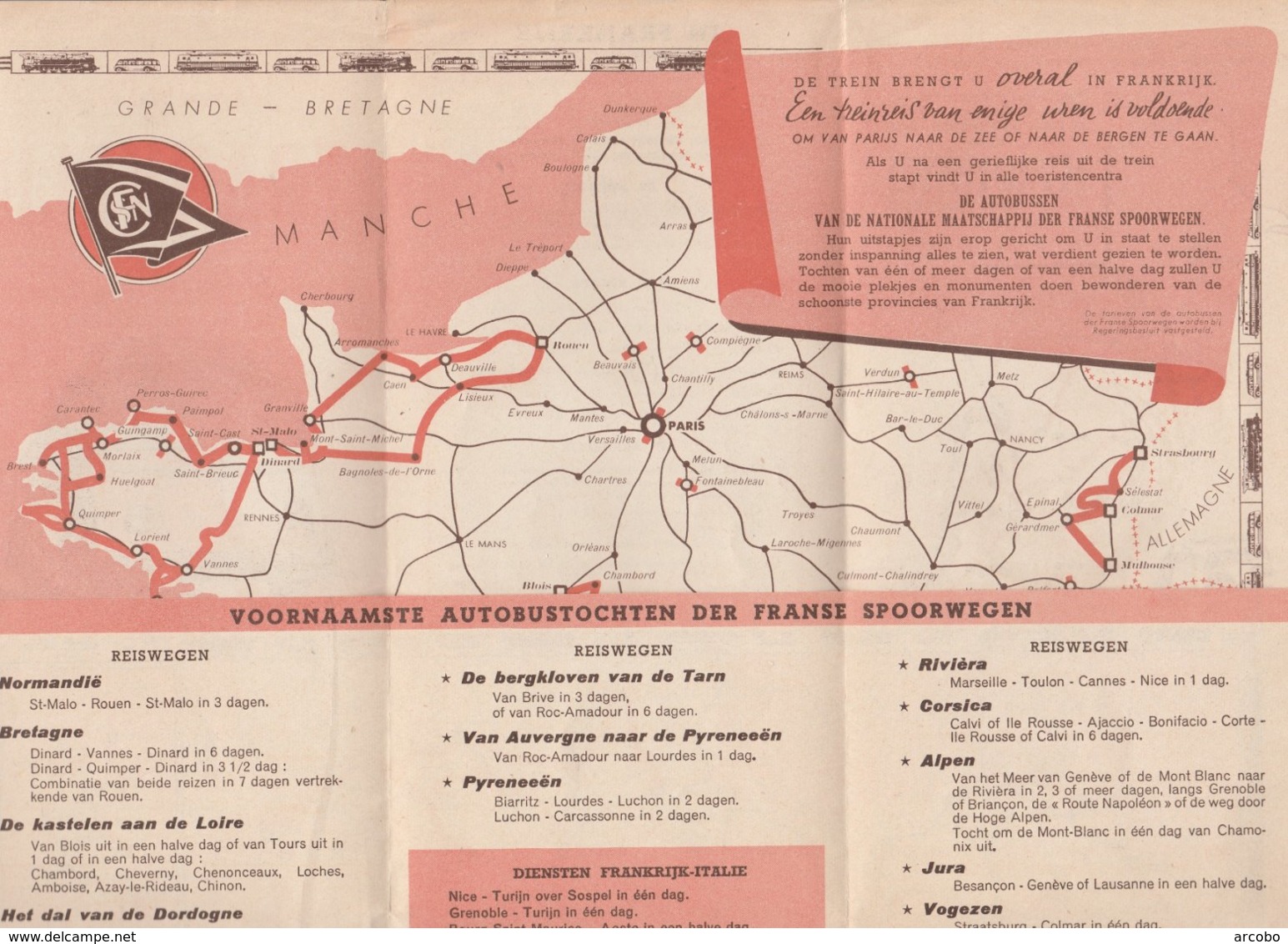 SNCF Brochure ; Nederlands, Uitgave1950,Franse Spoorwegen - Chemin De Fer