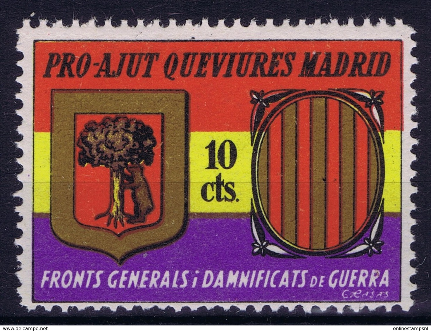 Spain: Pro-Ajut Queviures Madrid - Spanish Civil War Labels