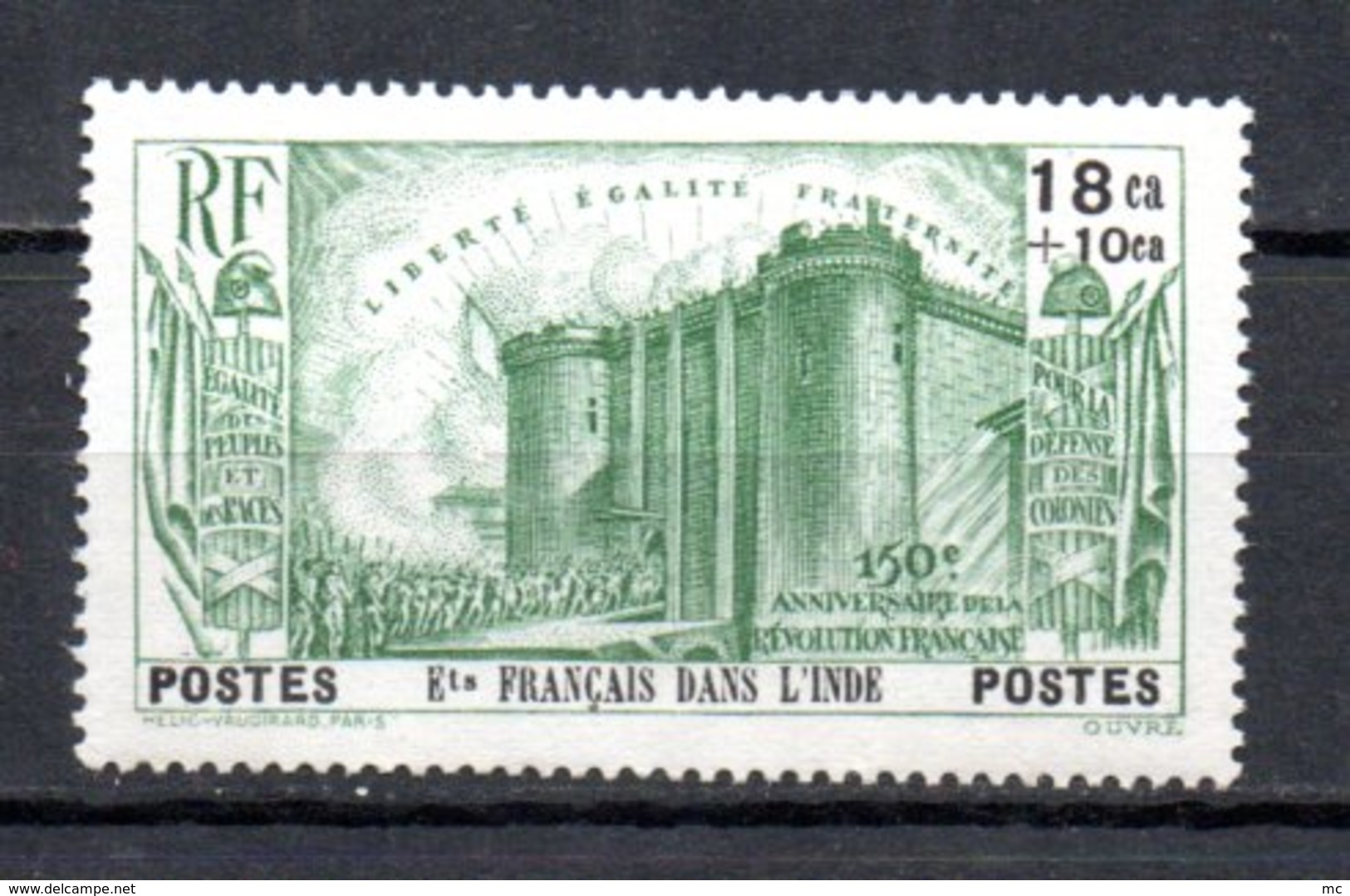 Ets Français Dans L'Inde N° 118  Luxe ** - 1939 150e Anniversaire De La Révolution Française