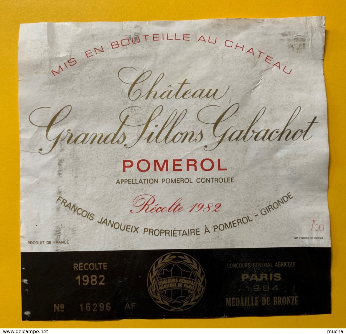 11849  -  Château Grands Sillons Gabachot 1982 Pomerol - Bordeaux