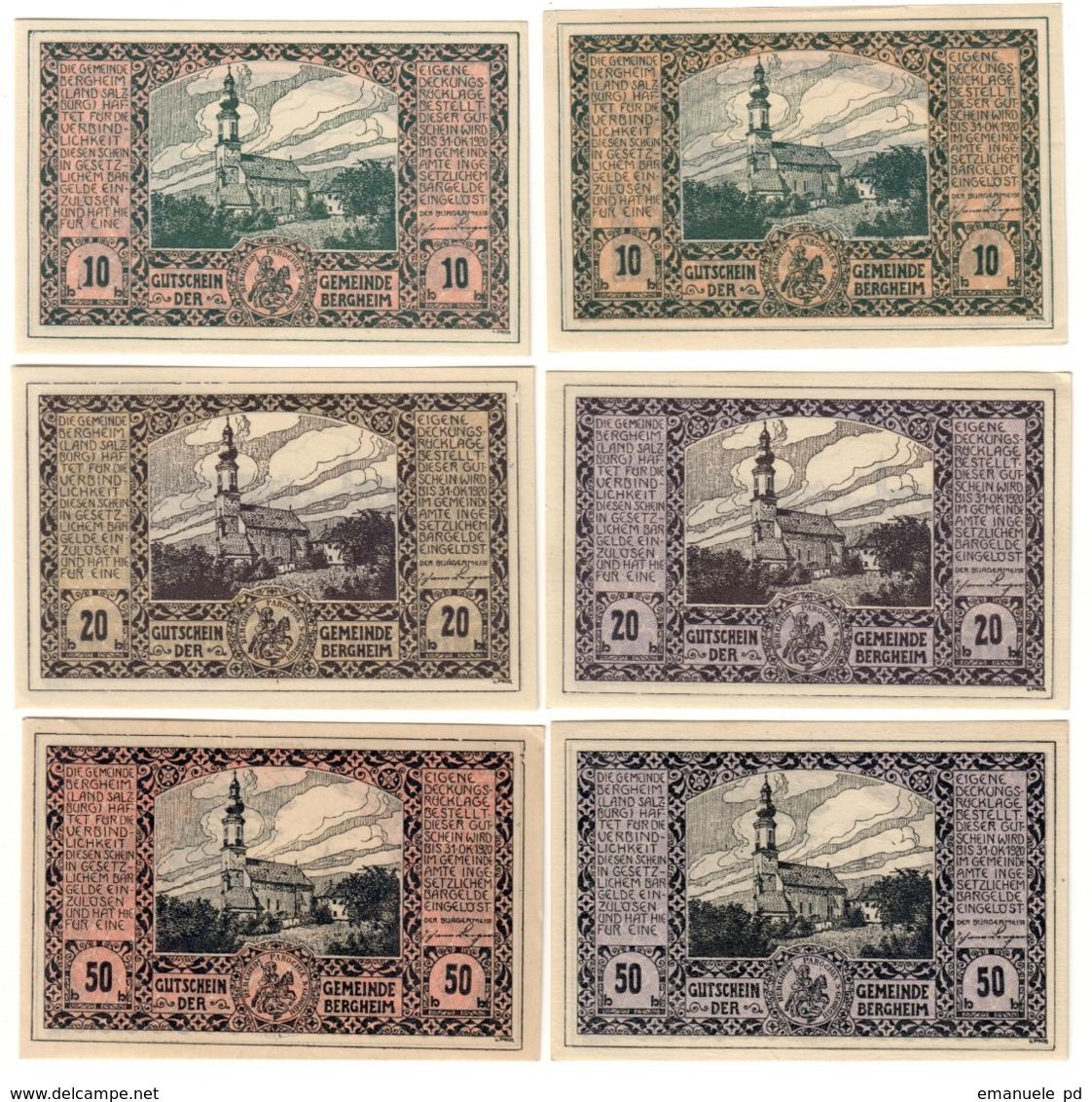 Austria Notgeld Lot / Set - BERGHEIM X 6 - Oesterreich