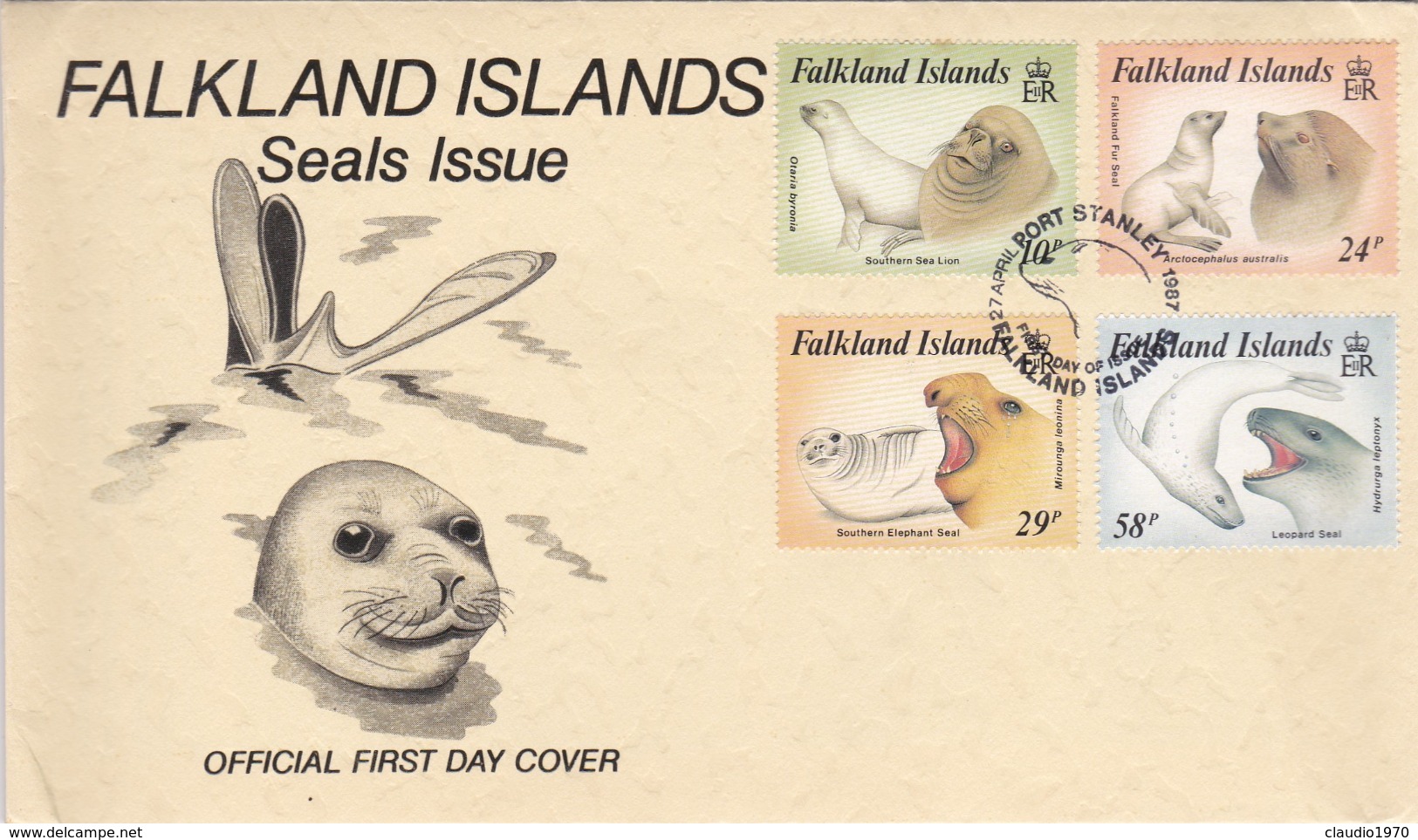 BUSTA FDC - FALKLAND ISLANDS - SEALS ISSUE - ANNO. 1987 - Falkland Islands