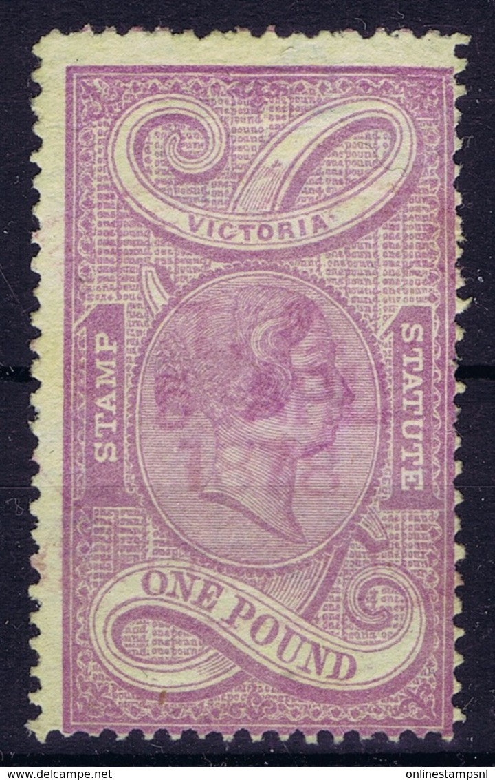 Victoria  SG 229 Light Used 1884 Stamp Statue Serie  1 Pound Slate-violet Yellow - Usati