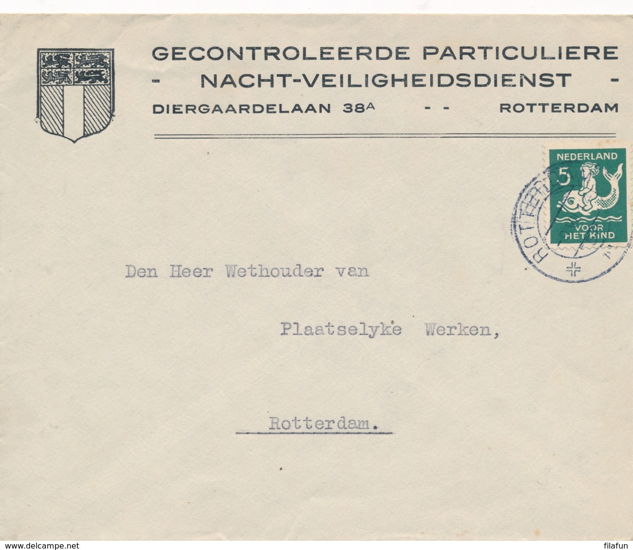 Nederland - 5 Cent Kind Op Business Cover Lokaal Rotterdam - Lettres & Documents