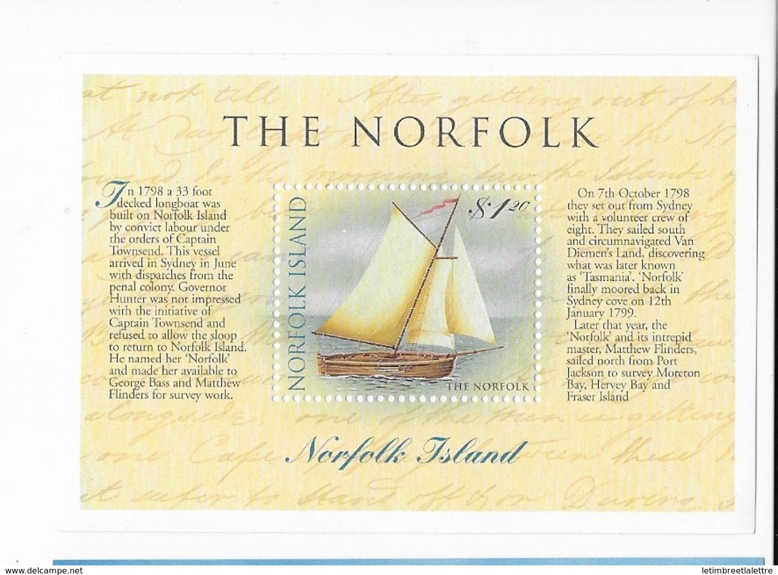 Ile Norfolk Bloc Feuillet N° 29**Le Norfolk - Isla Norfolk