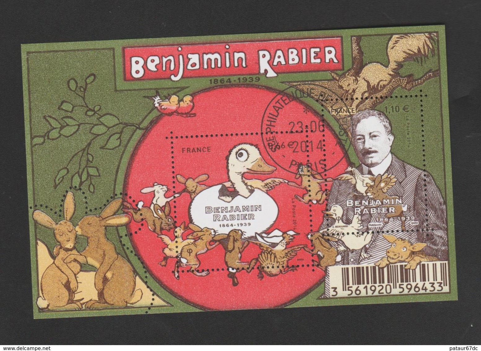 FRANCE / 2014 / Y&T N° 4866/4867 En Bloc Ou F4866 : Feuillet "Benjamin Rabier" - Oblitération FDC 23/06/2014 - Used