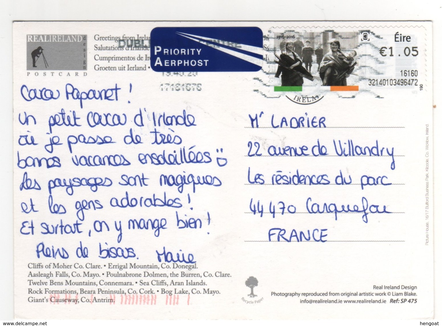 Belle Vignette D'affranchissement à 1,05 E Sur Carte Postale Pour La France - Vignettes D'affranchissement (Frama)