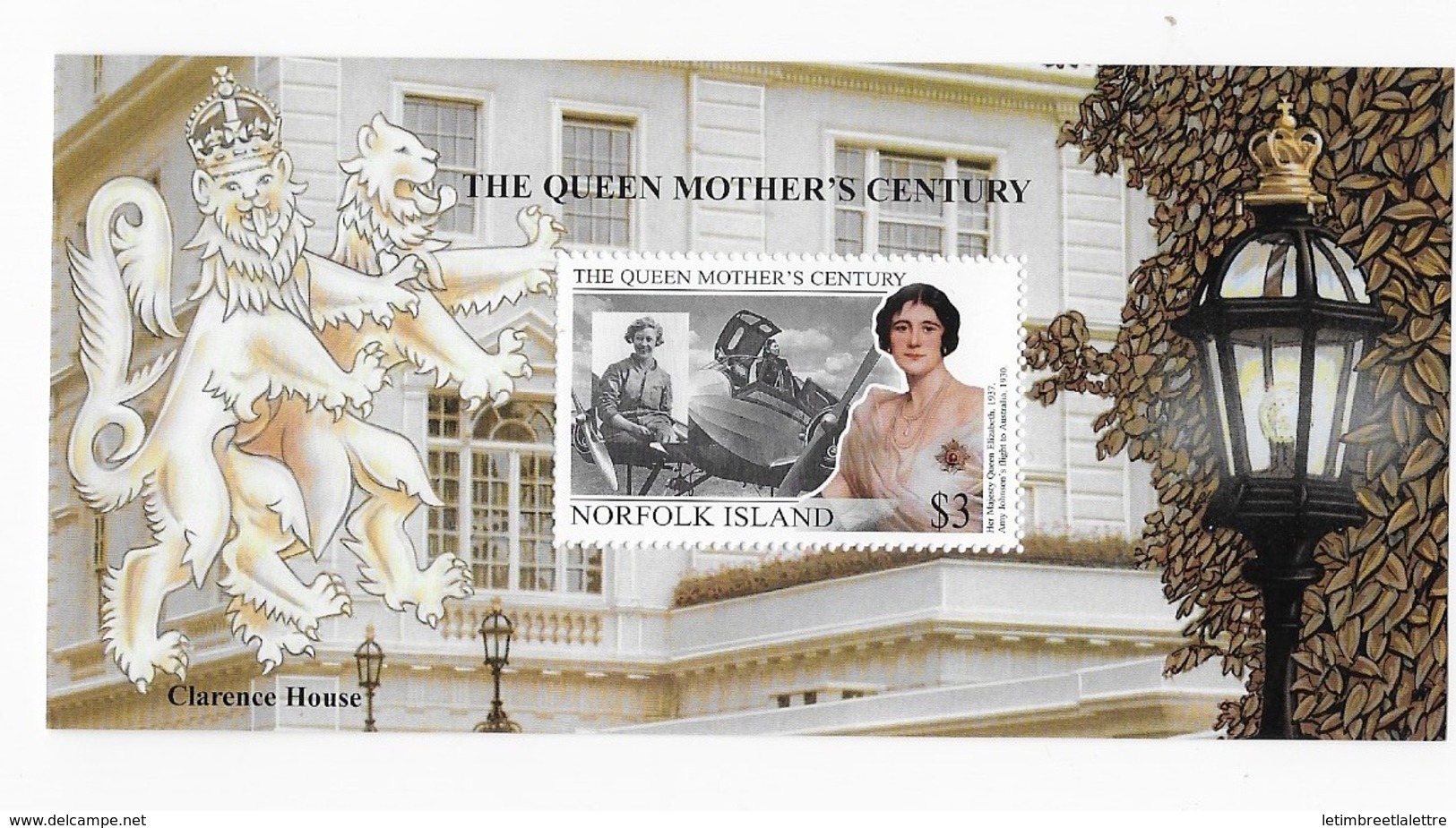 Ile Norfolk Bloc Feuillet N° 36** Hommage à S.A.R. La Reine Mère Elizabeth - Isla Norfolk