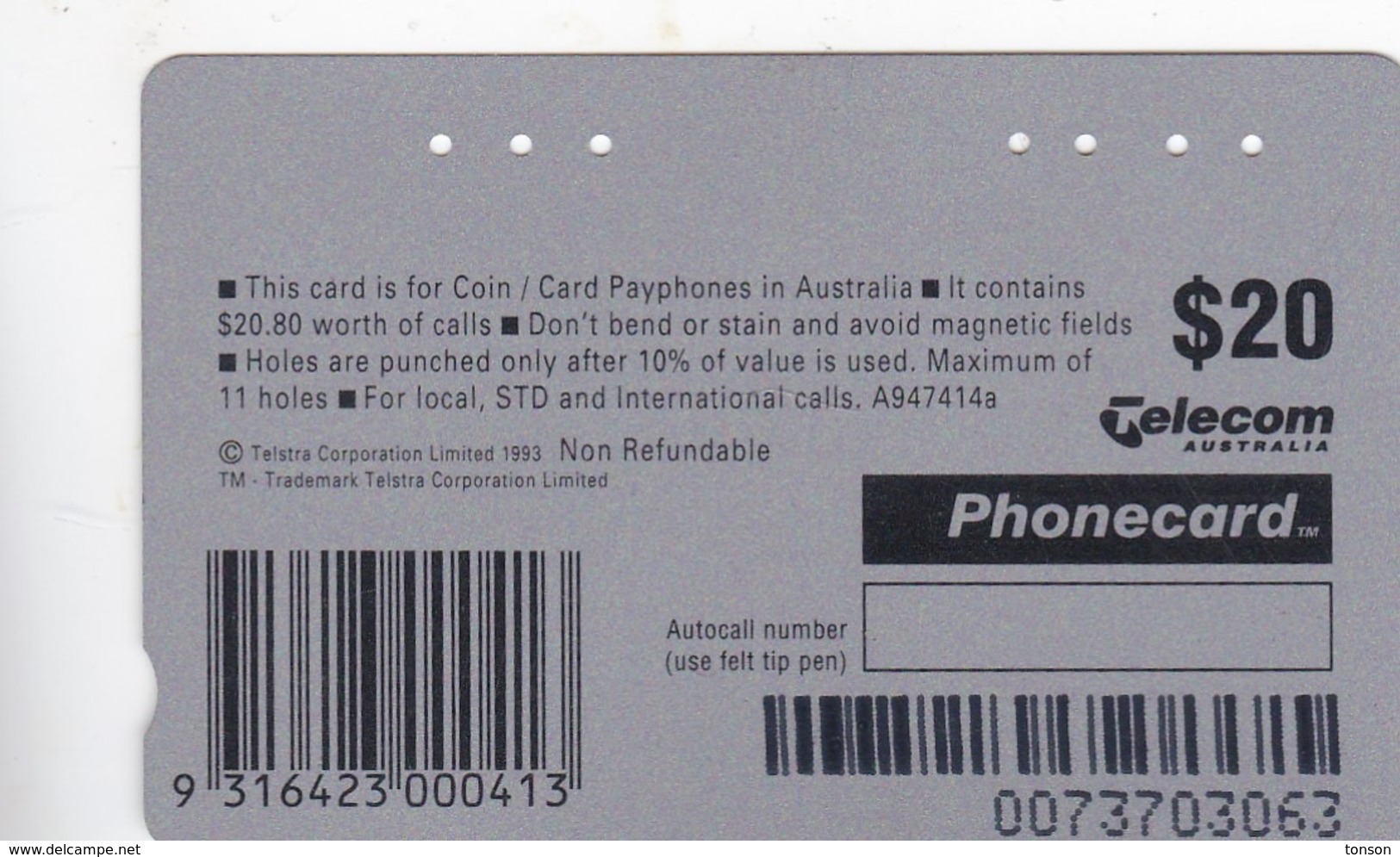 Australia, A947414a (a),  $20, Bookmuncher (Telecom Logo), 2 Scans. - Australië