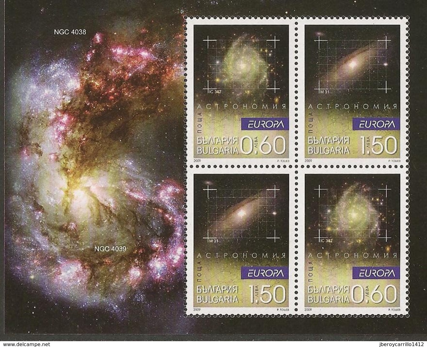 BULGARIA /BULGARIEN / BULGARIE - EUROPA 2009 - "ASTRONOMIA" - SOUVENIR SHEET WITH 2 INVERTED SETS - STAMPS 29 X39 Mm. - 2009