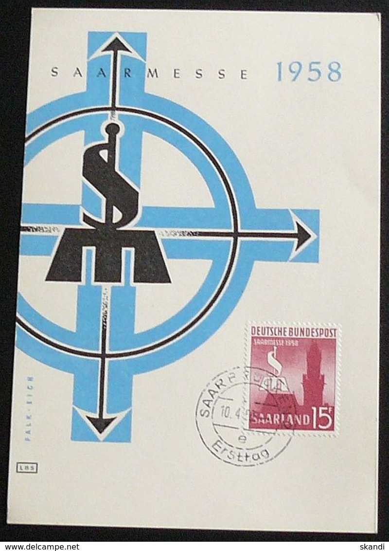 SAARLAND 1958 Mi-Nr. MK 435 Maximum Karte - Tarjetas – Máxima