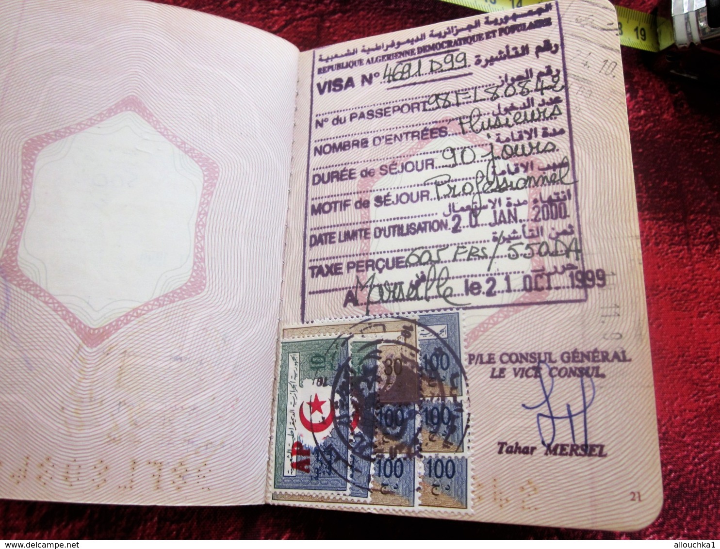 FRANCE PASSEPORT PASSPORT Perimé C. D. Né 1949-CHOISY-LE-ROY-FISCAL 200F X 2 DÉLIVRÉ 1998 VISAS FISCAUX ALGÉRIE