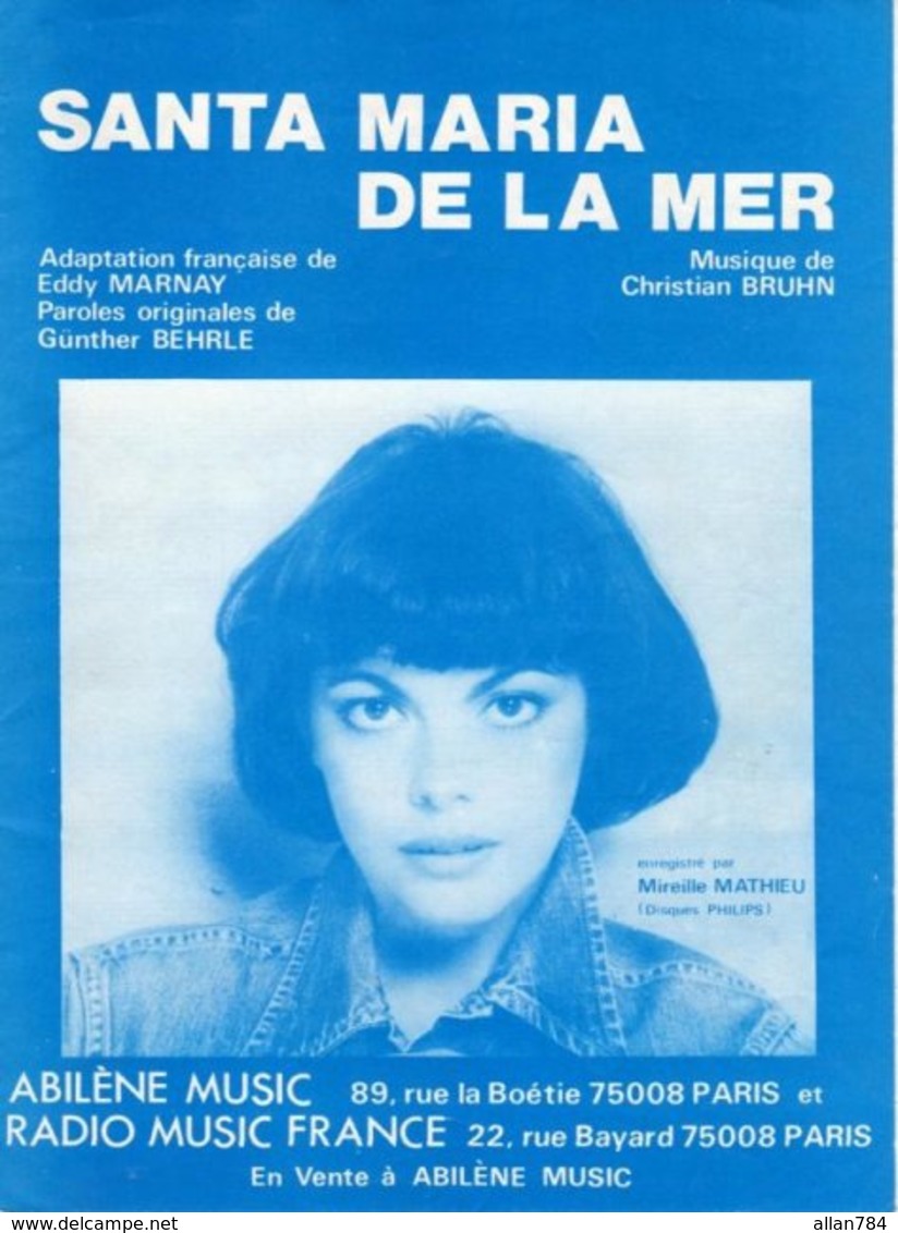 PARTITION MIREILLE MATHIEU  - SANTA MARIA DE LA MER - 1978 - EXC ETAT COMME NEUF - - Otros & Sin Clasificación