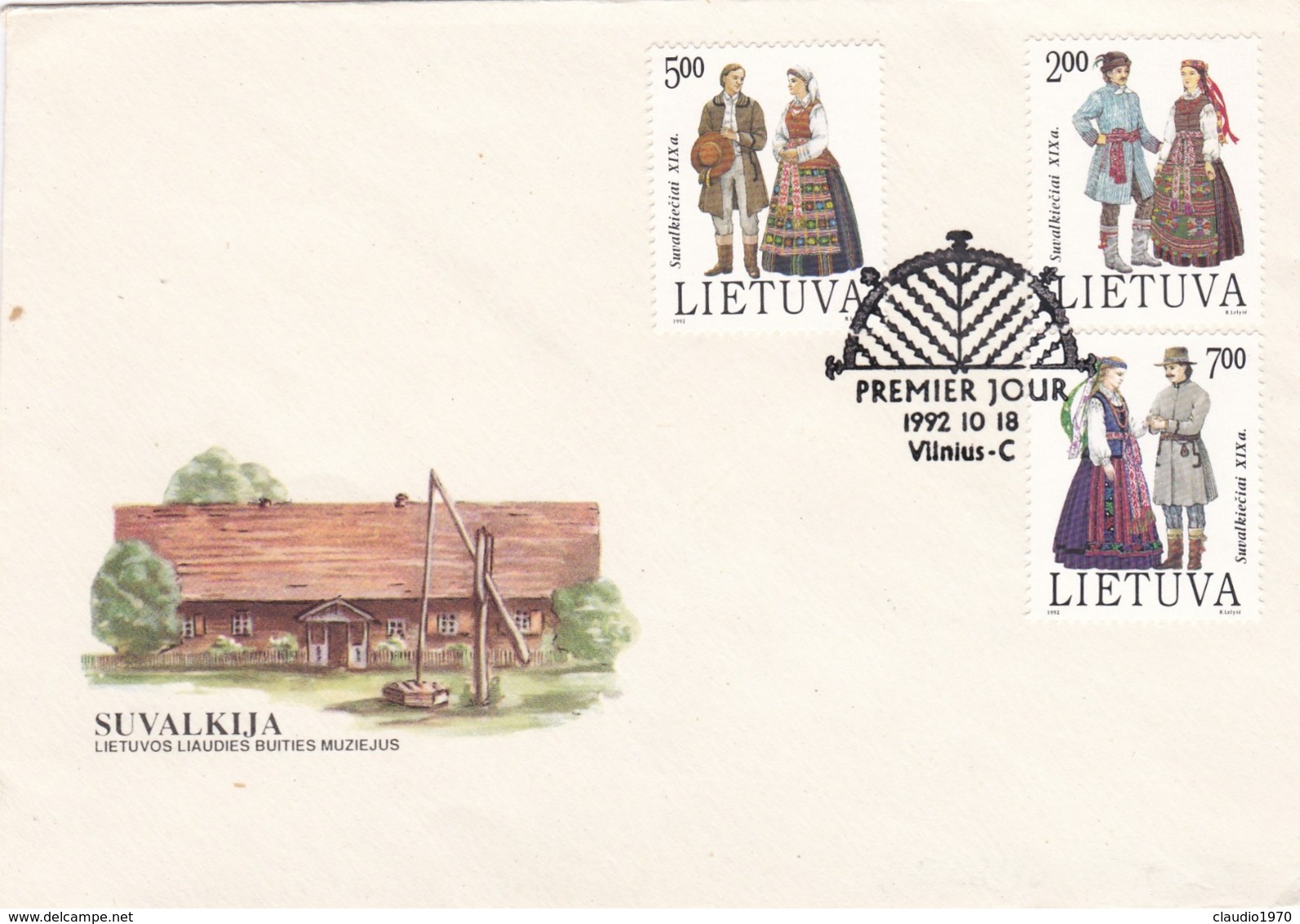 BUSTA FDC - LITUANIA - VILNIUS - SUVALKIJA - 1992 - Lituania