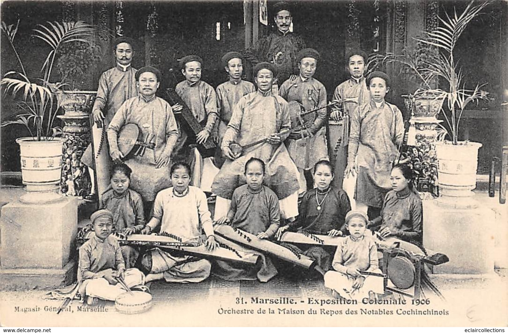 Thème  Exposition Coloniale.  Marseille  1906      Orchestre De La Maison De  Notables Cochinchinois      (voir Scan) - Esposizioni