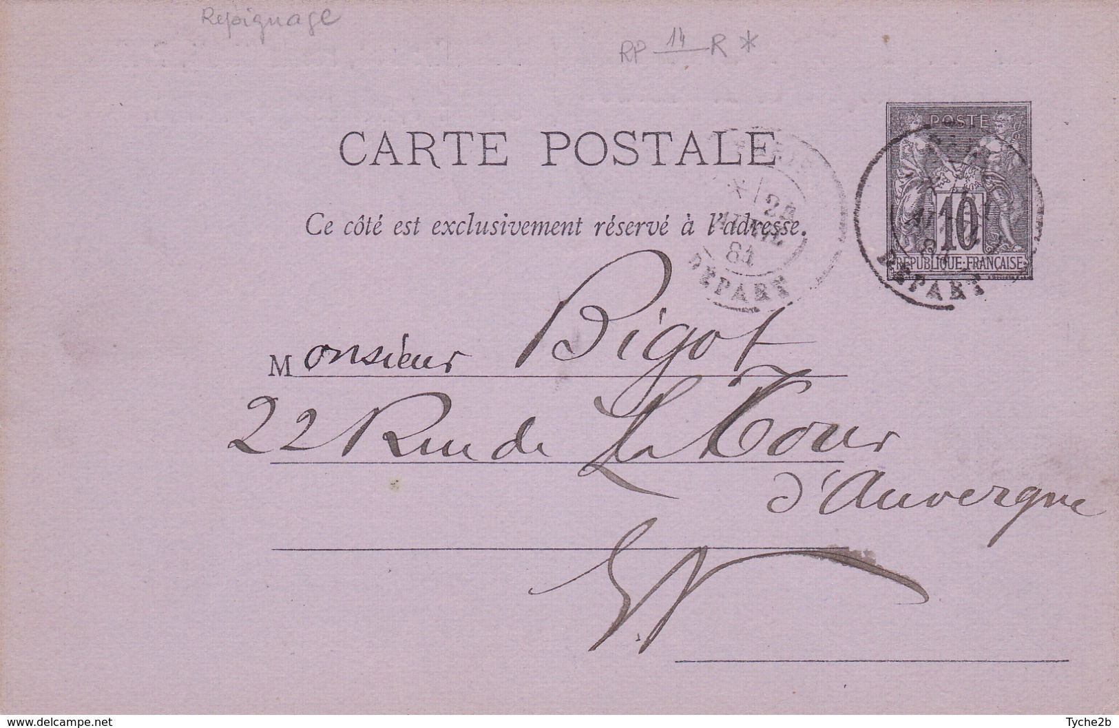 Carte Sage 10 C Noir G4 Oblitérée Repiquage Librairie Royale De K. Nilsson - Cartes Postales Repiquages (avant 1995)