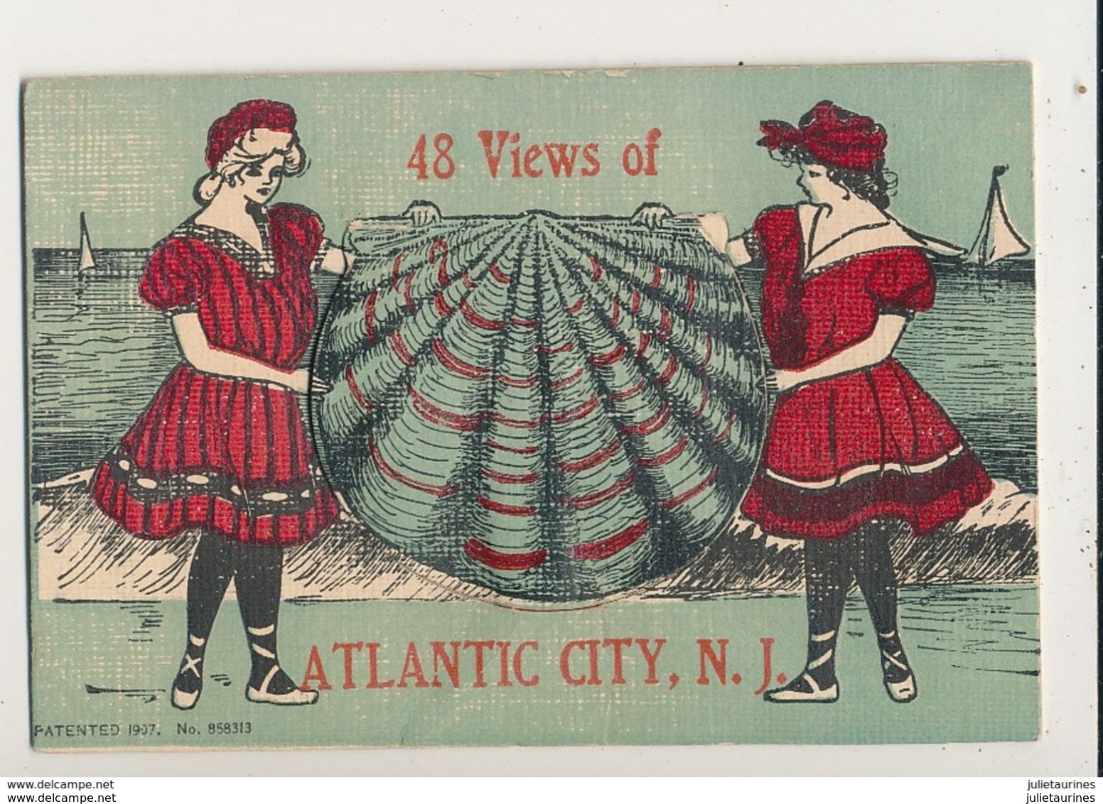 ATLANTIC CITY 48 VIEWS OF CARTE A SYSTEME MULTIVUES  CPA BON ETAT - Atlantic City