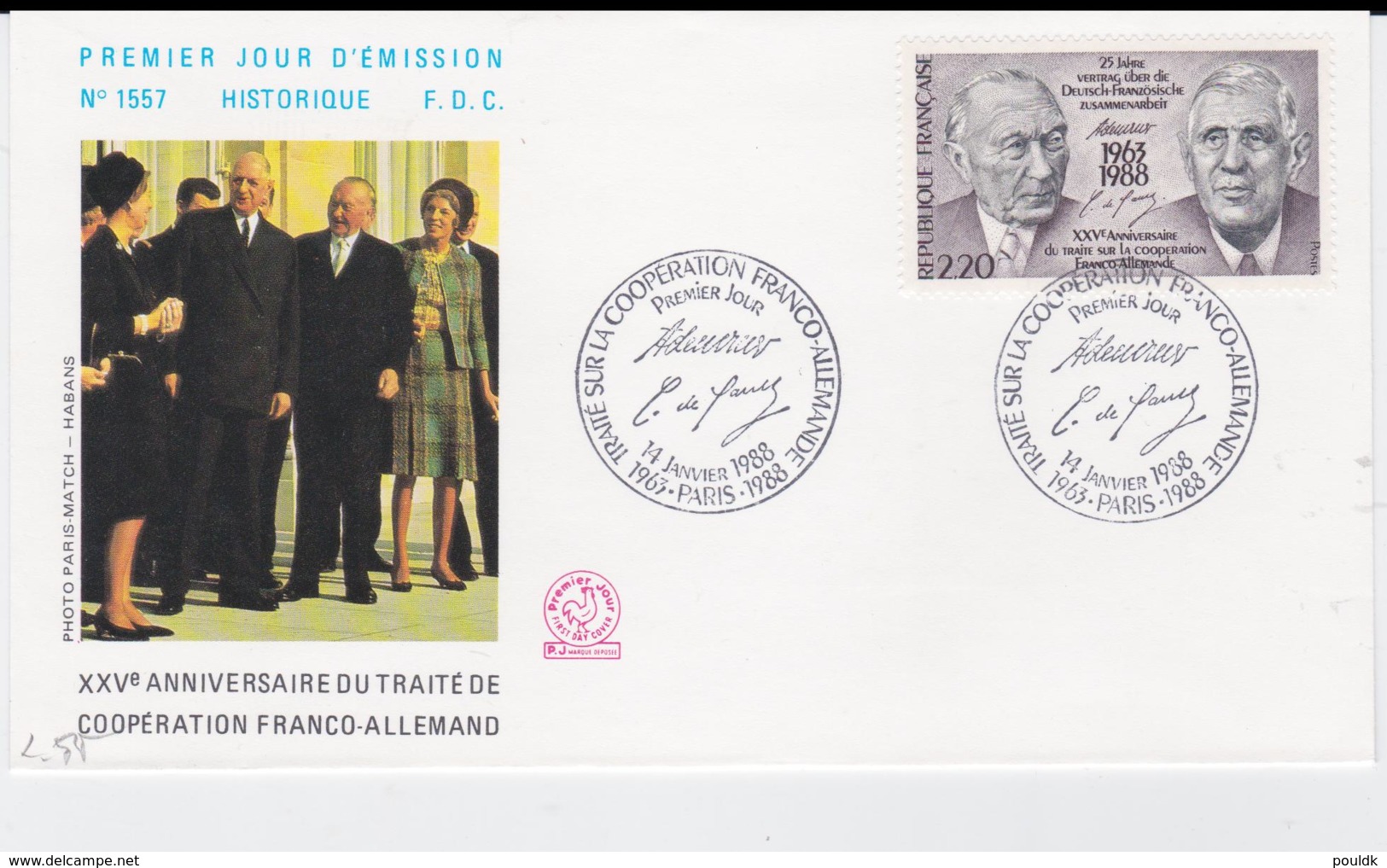 France & Germany FDC 1988 25 Years Cooperation - France Only FDC (T3-34) - Emissioni Congiunte