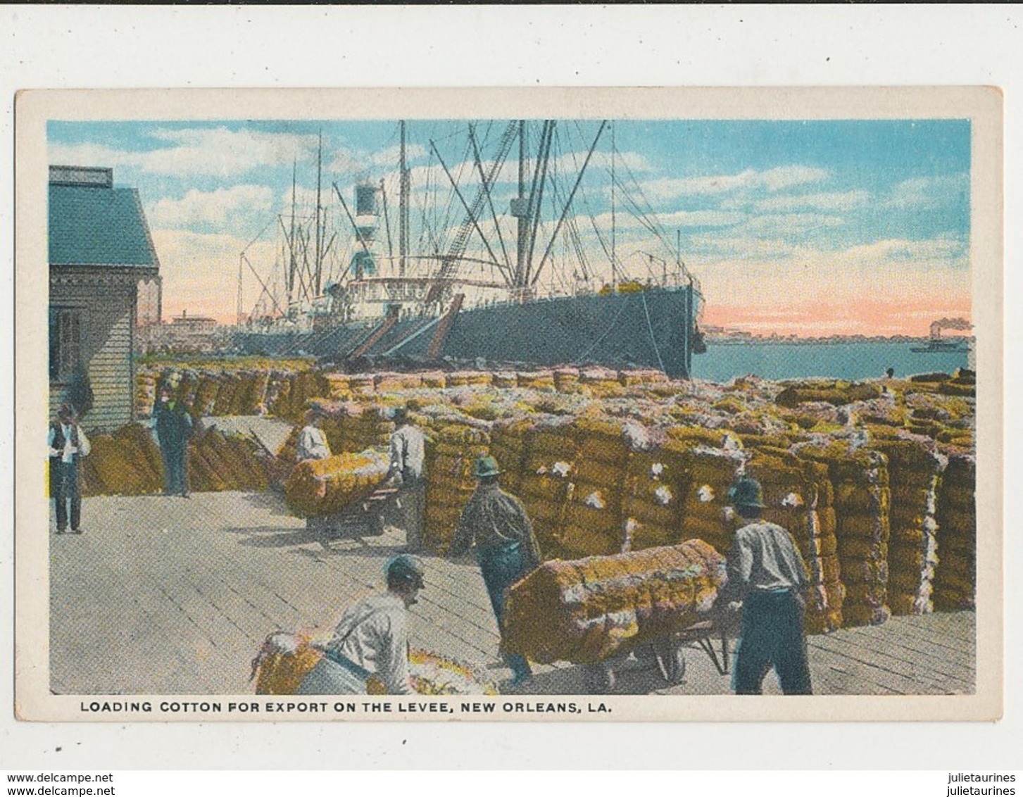 LOADING COTTON FOR EXPORT ON THE LEVEE NEW ORLEANS CPA BON ETAT - New Orleans