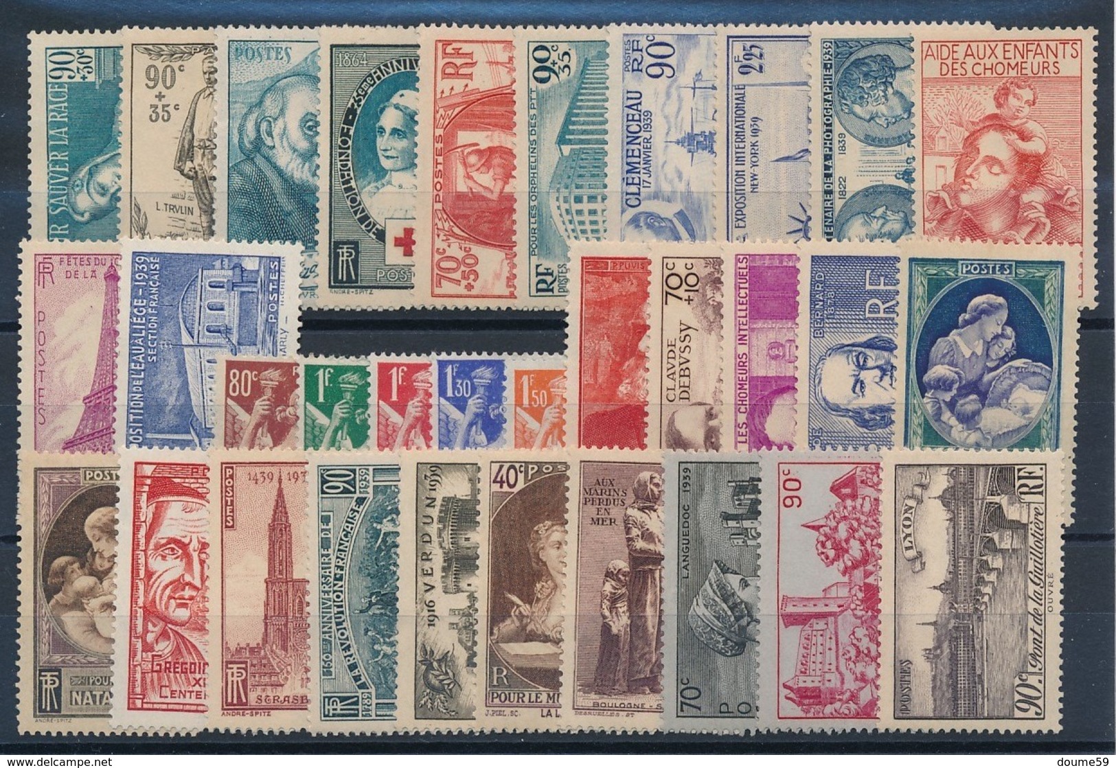 DB-323. FRANCE: Lot  Avec Timbres* : Année 1939 - ....-1939