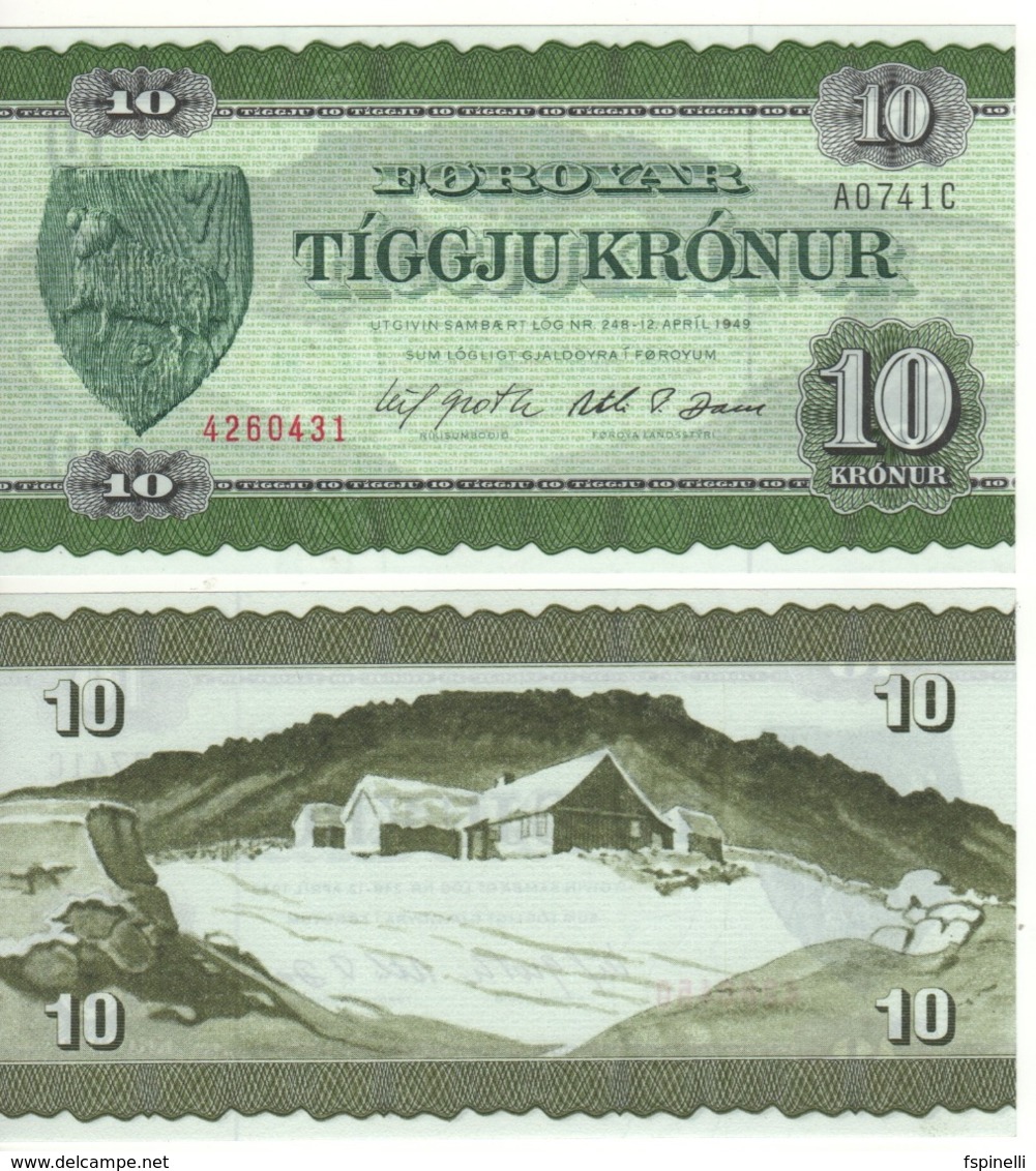 FAEROER ISLANDS 10 Kronur  P16a 1974 UNC - Faeroër