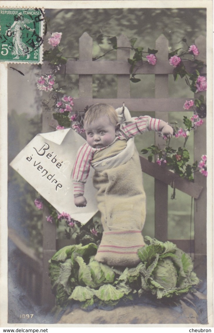 CARTE FANTAISIE. CPA . BEBE A VENDRE  . ANNEE 1908 - Bébés