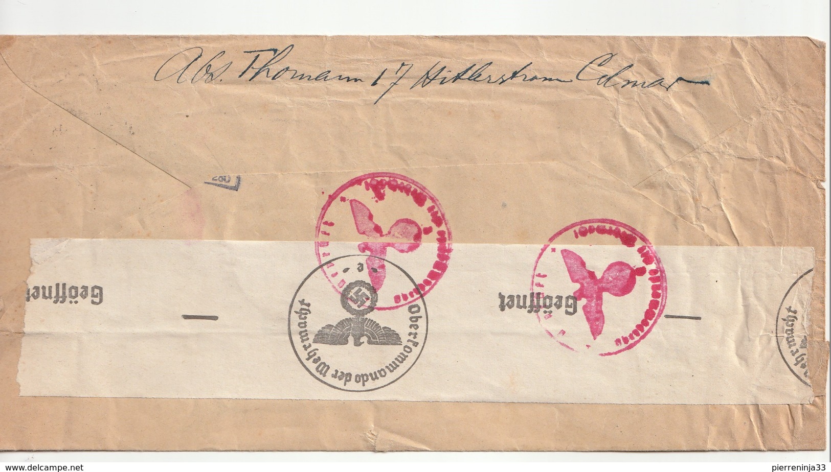 Lettre France Avec Censure / Occupation Allemande En Alsace Avec Timbres Alsace-Lorraine ,Colmar--> Paris , 1941 - Lettres & Documents