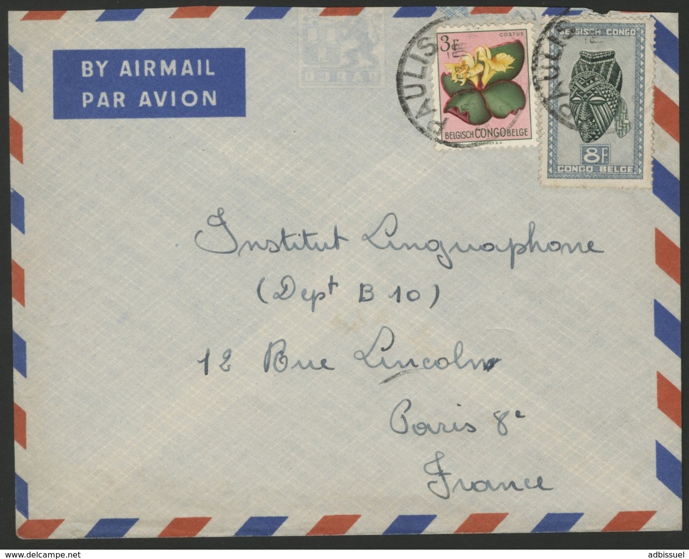 CONGO BELGE "PAULIS" Obl. Cachet à Date Sur N° 291B + 314. Sur Enveloppe Par Avion Pour La France. - Storia Postale