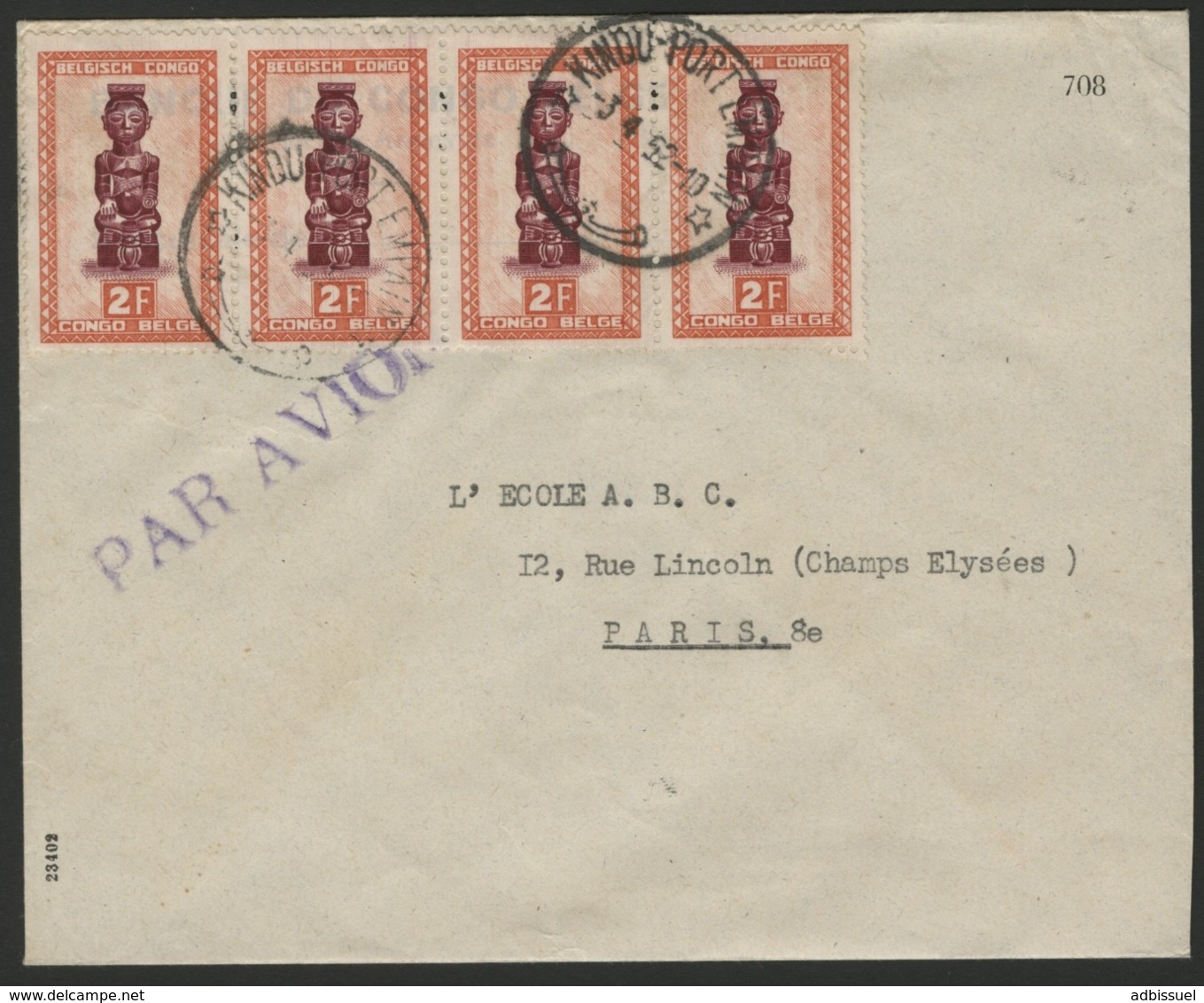 CONGO BELGE "KINGU PORT EMPAIN" Obl. Cachet à Date Sur N° 287. Sur Enveloppe Par Avion Pour La France. - Storia Postale