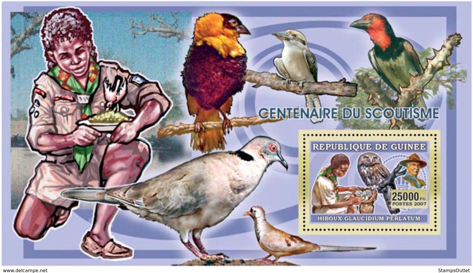 Guinea 2006 MNH - Scouts - Owls - Birds - YT 340, Mi 4371/BL1029 - Guinea (1958-...)