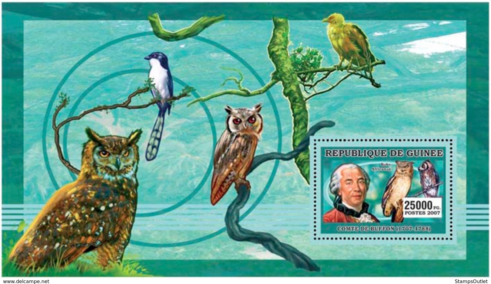 Guinea 2006 MNH -  Ornitologists - Birds - YT 363, Mi 4285/BL988 - Guinea (1958-...)