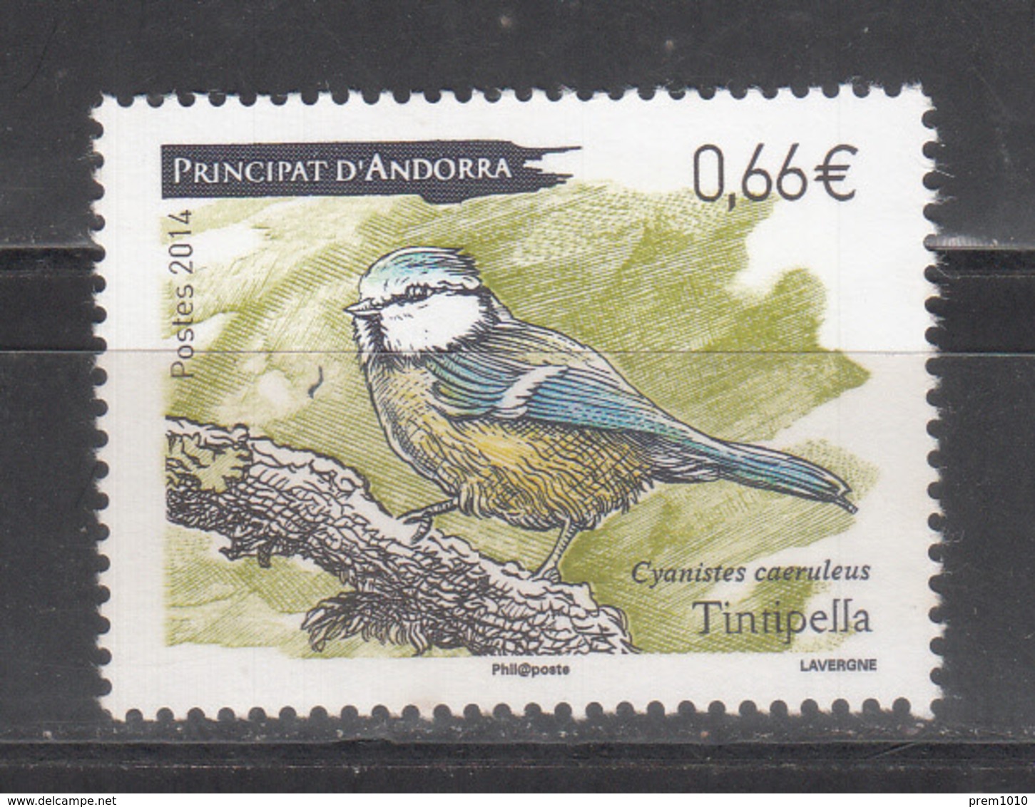 ANDORRA ( FR)  2014- Bird- Eurasian Blue Tit -MNH- Cyanistes Caeruleus - Unused Stamps