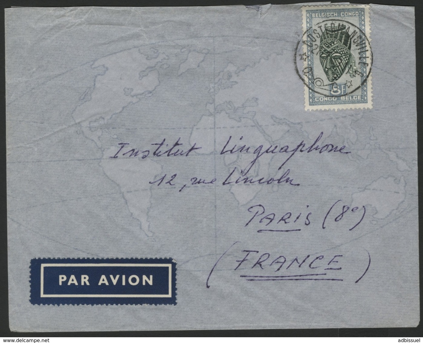 CONGO BELGE "COSTERMANSVILLE E" Obl. Cachet à Date Sur N° 291B. Sur Enveloppe Par Avion Pour La France. - Lettres & Documents