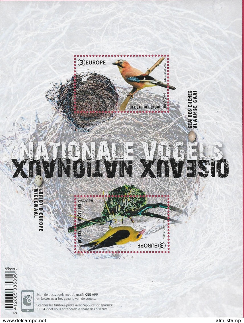 2019 Belgien Mi. Bl. 239 ** MNH Europa – Einheimische Vögel. - 2019