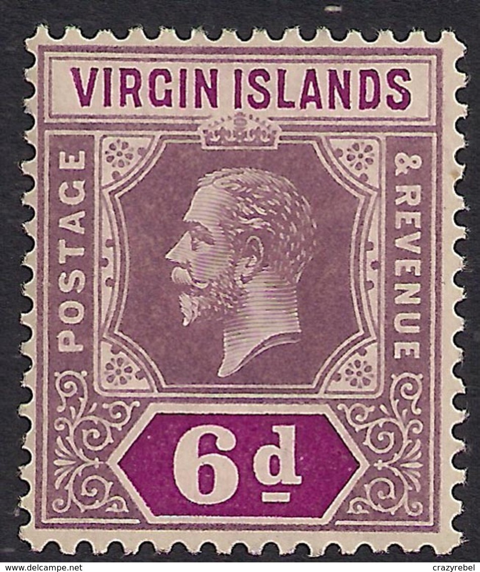 British Virgin Islands 1913 – 19 KGV 6d Purple MM SG 74 ( B1386 ) - British Virgin Islands