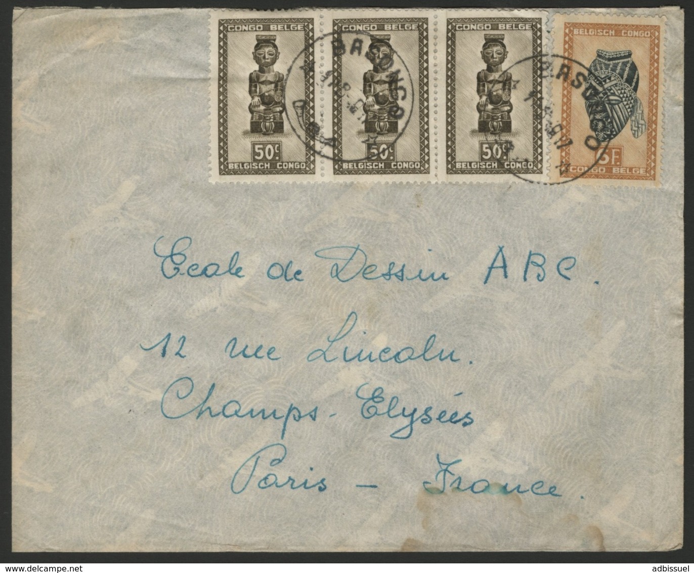 CONGO BELGE "BASONGO" Obl. Cachet à Date Sur N° 282 (x3) + 291. Sur Enveloppe Pour La France. - Covers & Documents