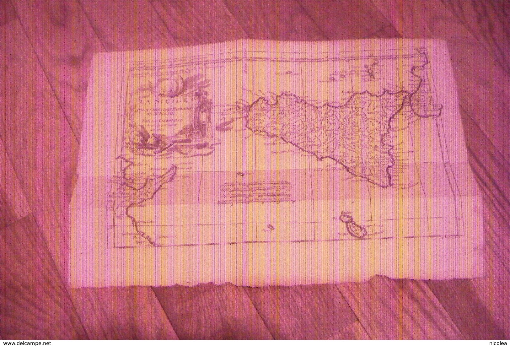 CARTE DE LA SICILE DE 1740 POUR L'HISTOIRE ROMAINE DE Mr ROLLIN PAR LE SIEUR D'ANVILLE GEOGRAPHE DU ROY - Mapas Geográficas