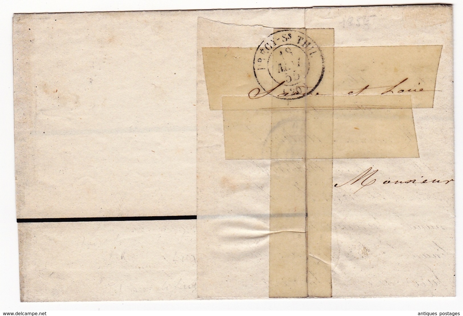 Lettre 1855 Magny-en-Vexin Seine Et Oise Cachet Petit Chiffre 1830 Napoléon III 10 Centimes Autun - 1853-1860 Napoleon III