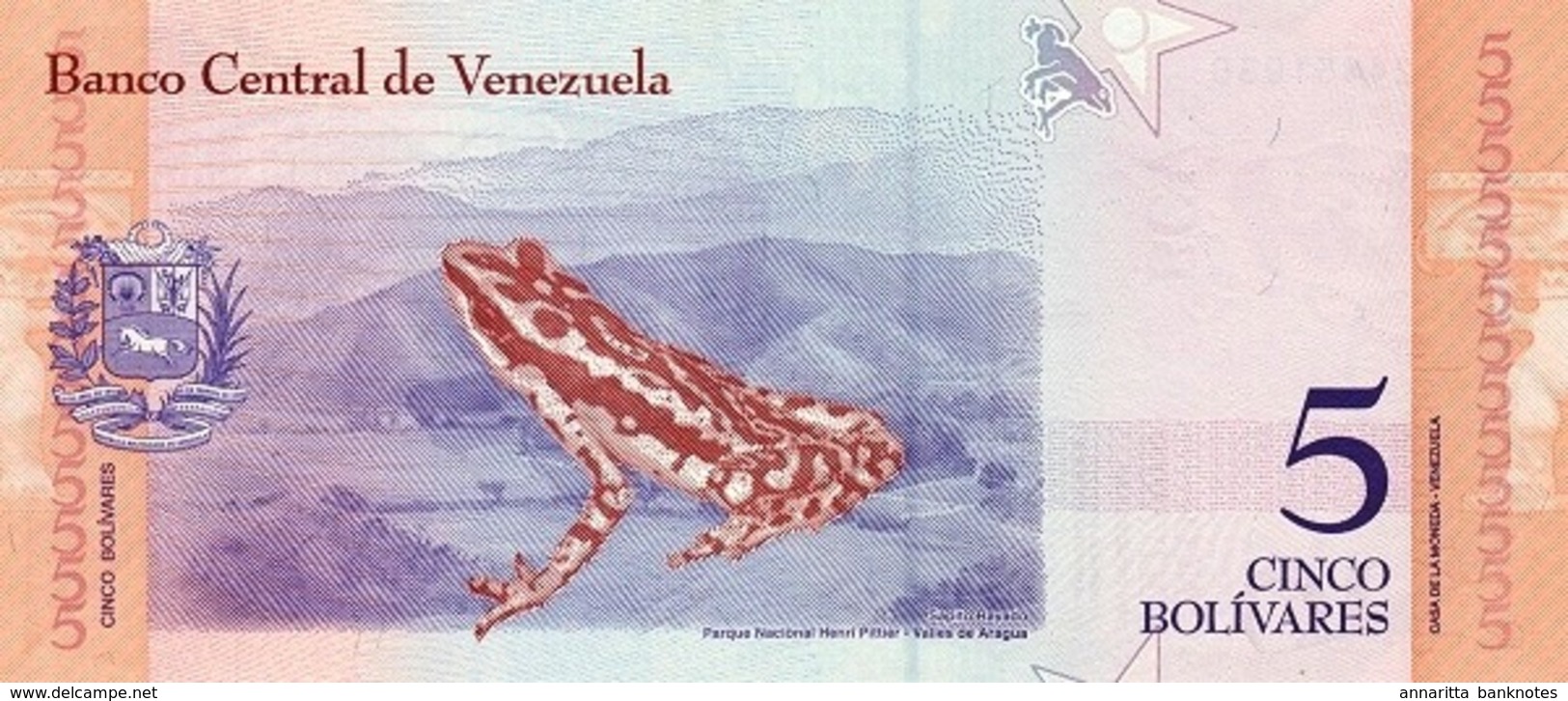 VENEZUELA 5 BOLIVARES 2018 P-102a UNC  [VE372a] - Venezuela