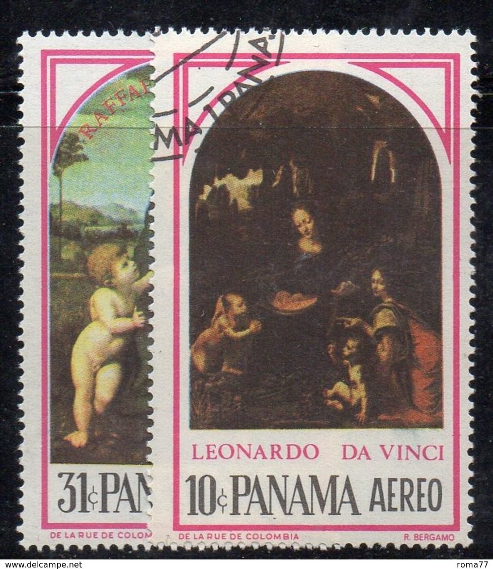 APR3044 -  PANAMA 1967 ,  Posta Aerea Yvert N. 386/387  Usata   (2380A)  Raffaello Da Vinci - Panama