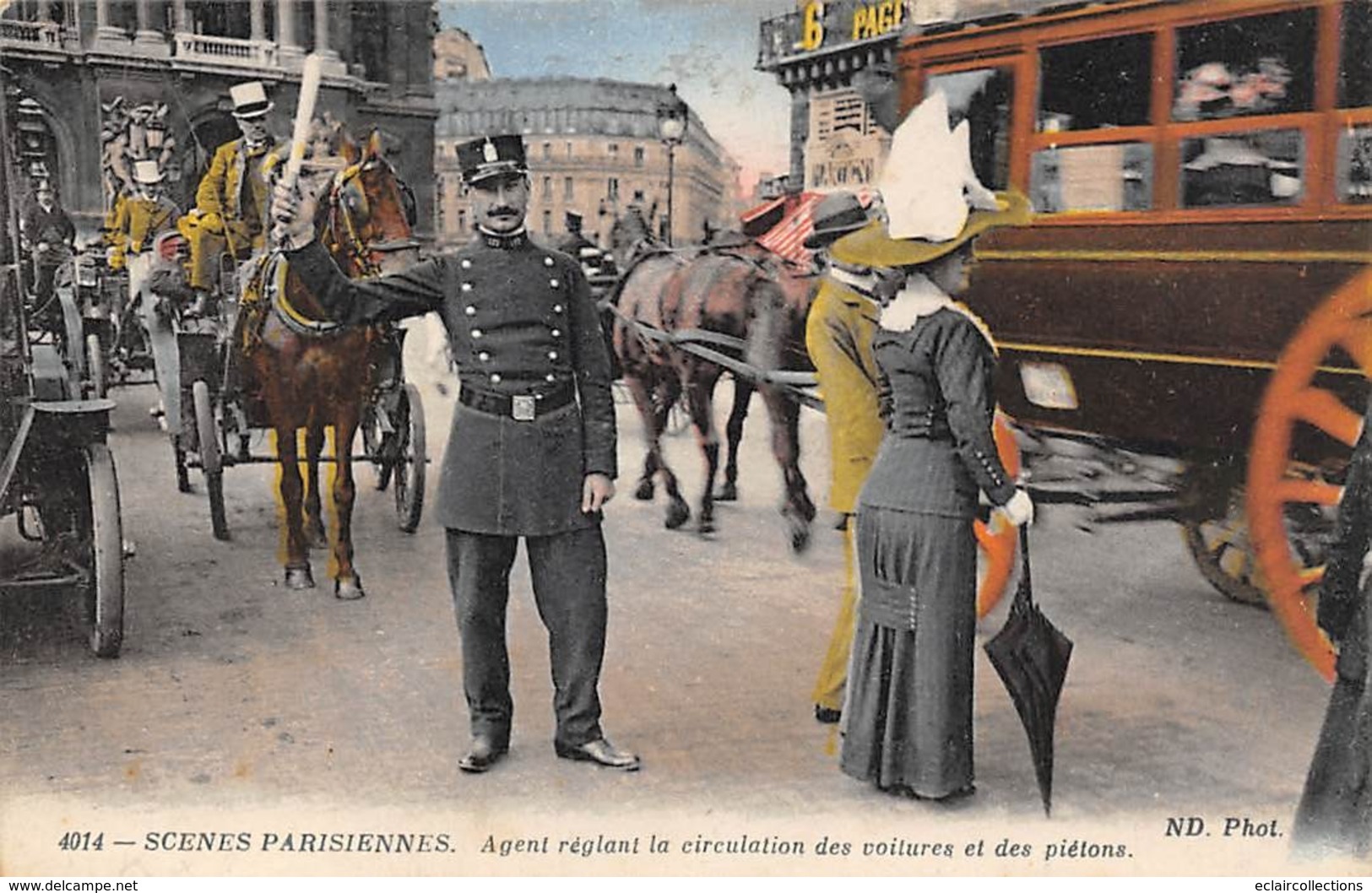 Thème   Police-Gendarmerie:     75 Paris  - Scènes Parisiennes. Agent Réglant La Circulation.    (voir Scan) - Pompieri