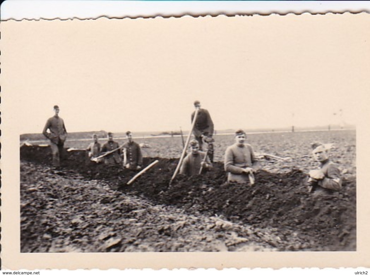 Foto Deutsche Soldaten Bei Erdarbeiten - Reichsarbeitsdienst Drainage Oberdrees Bei Rheinbach - Feb 1937 - 8*5cm (44029) - Krieg, Militär