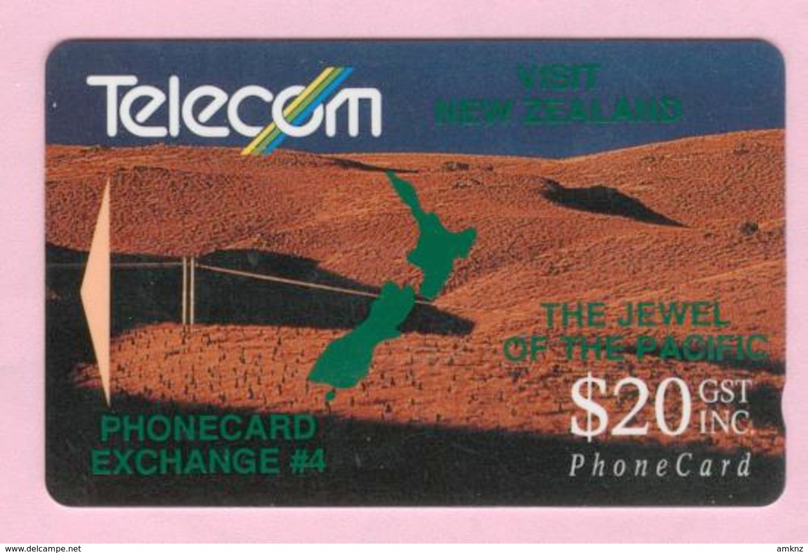 New Zealand - Private Overprint - 1992 Phonecard Exchange #4 $20 - VFU - NZ-PO-08 - New Zealand