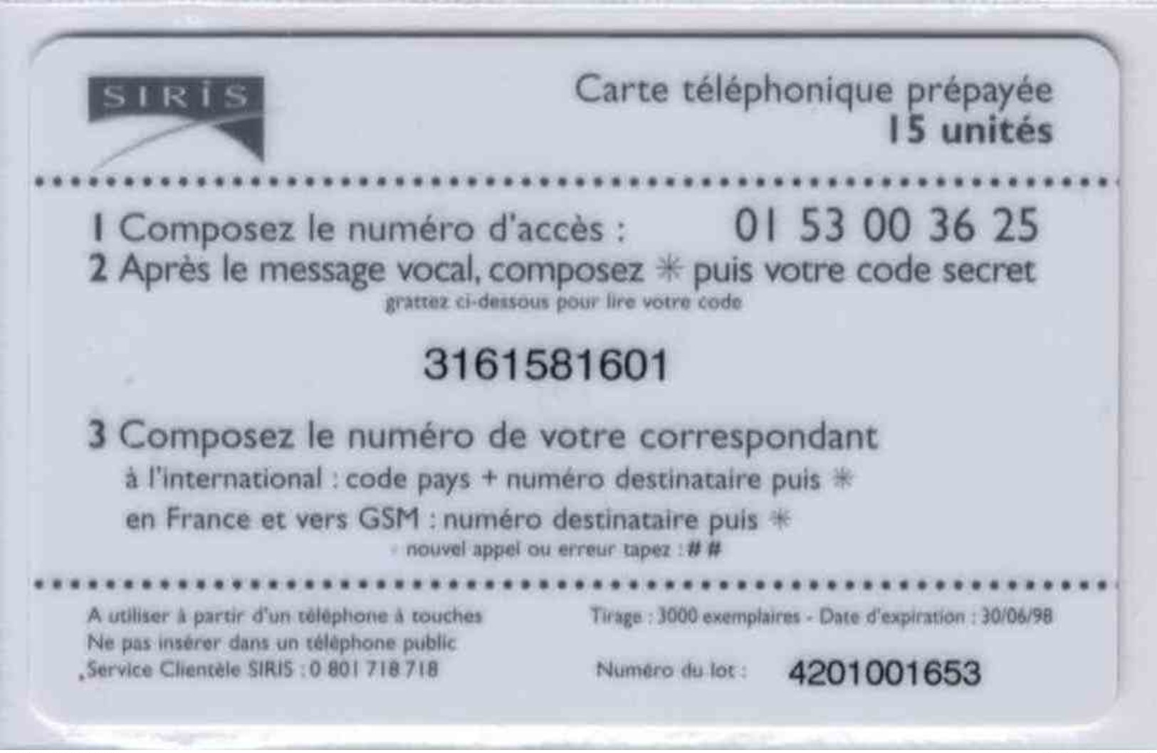 TOP COLLECTION - Carte Prépayée Française - Voir Scans - Autres & Non Classés