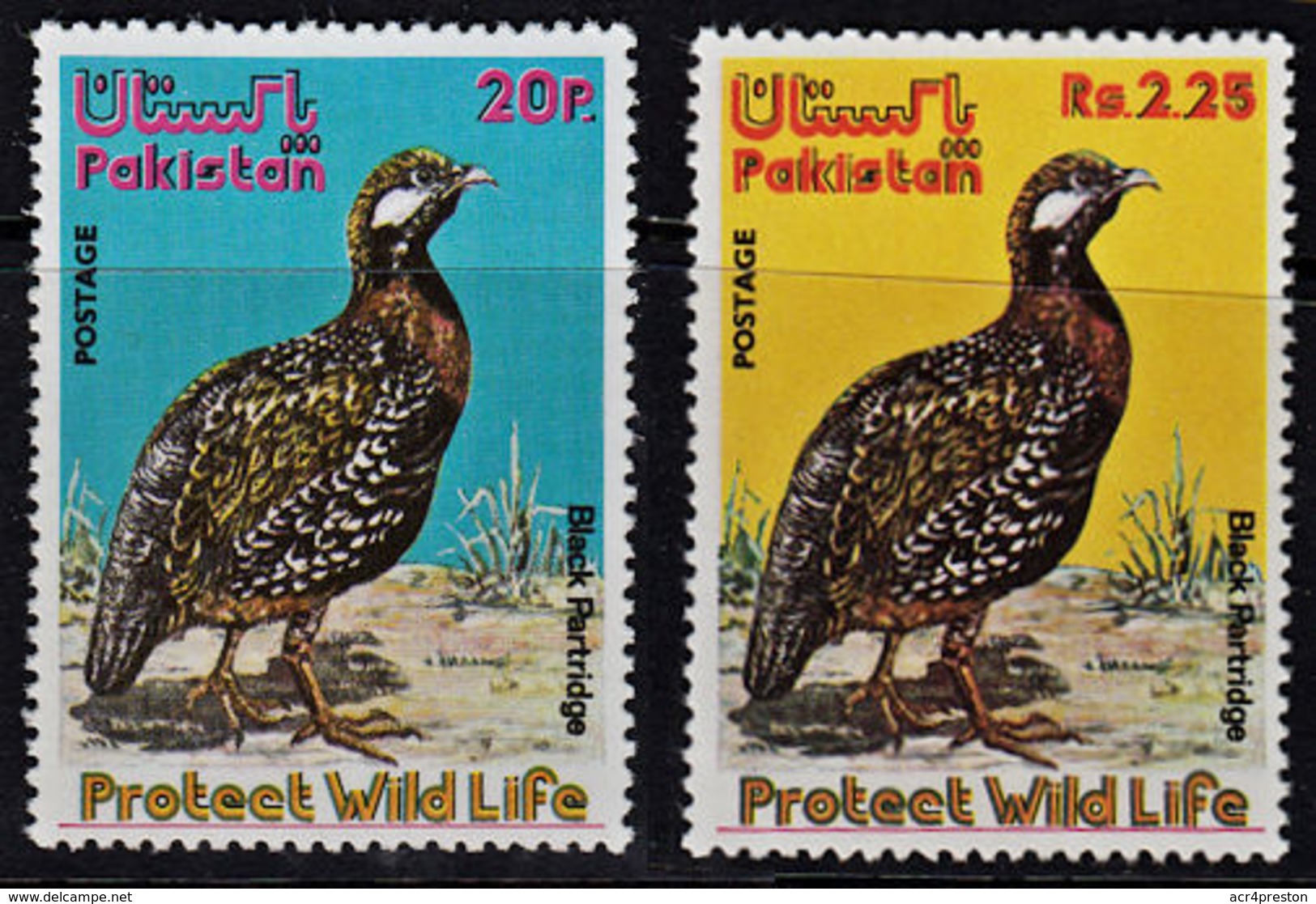 A5220 PAKISTAN 1975, SG 394-5 Wildlife Protection, Birds, Partridge,  MNH - Pakistán